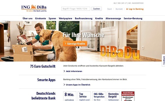 Die offizielle Webseite der ING-DiBa