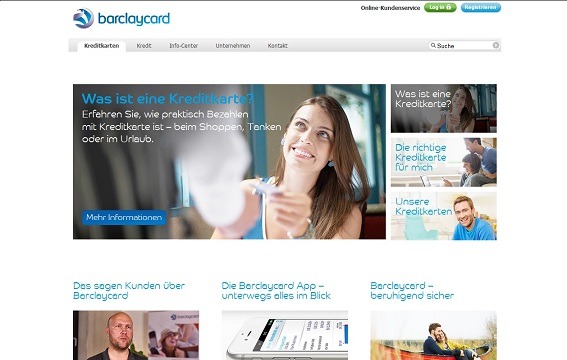 Offizielle Webseite der Barclaycard Kreditkarte
