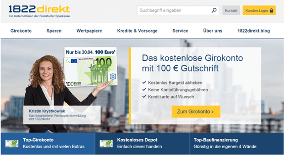 Die Homepage von 1822direkt