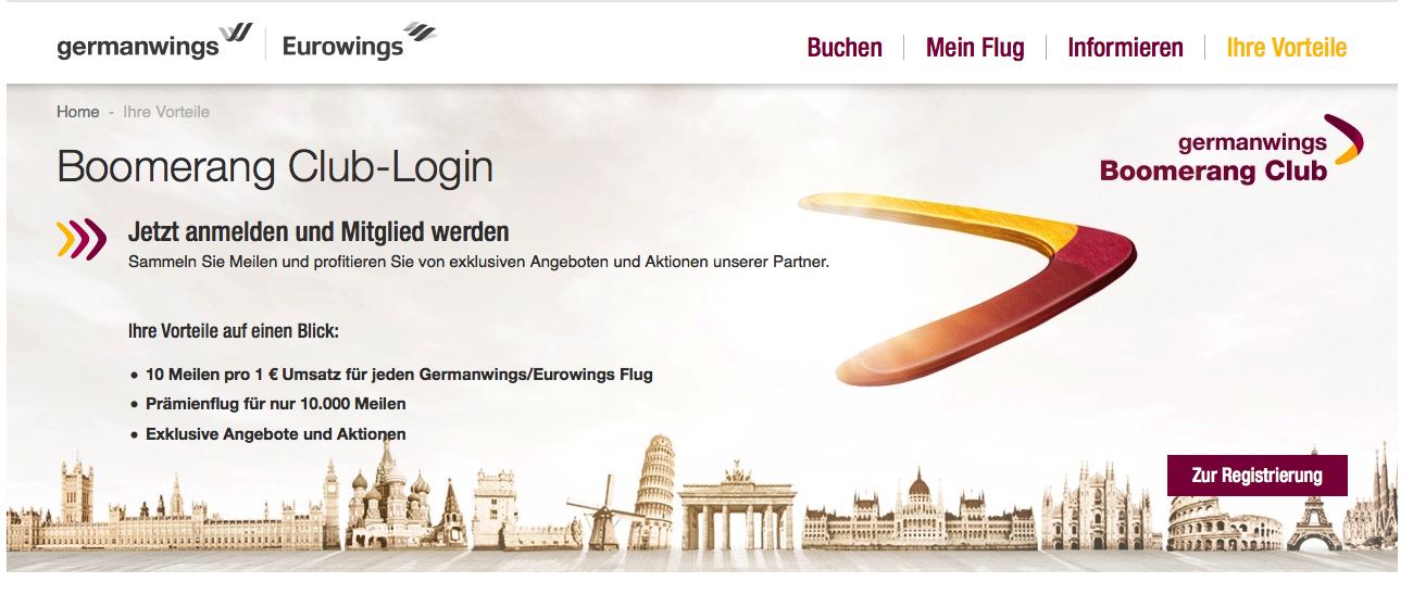 Boomerang Club ist ideal für Vielflieger