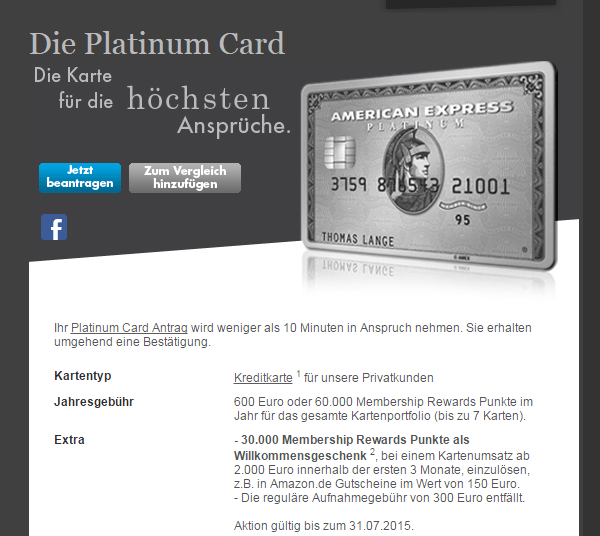 Platinum Card von American Express