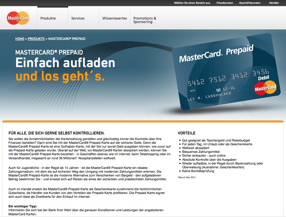 Prepaid Kreditkarte werden von verschiedenen Anbietern angeboten