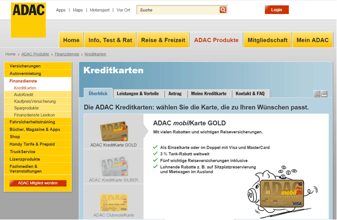 ADAC Kreditkarten Test