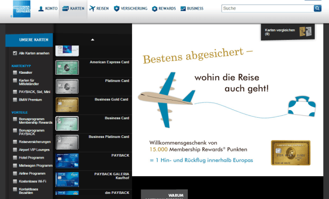 Umfangreiches Amex Kartenangebot – Antragstellung mit grundlegend gleichen Voraussetzungen