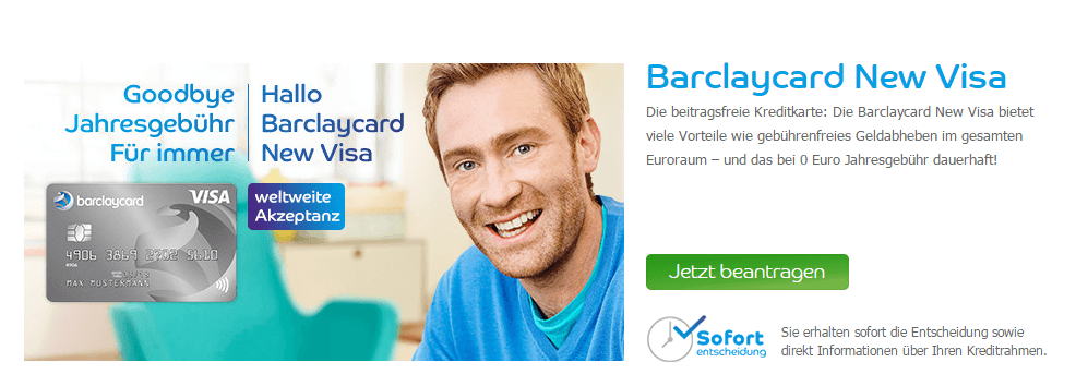 dauerhaft beitragsfrei – so das Angebot für die Barclaycard VISA