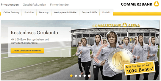 Werbung für das kostenlose Girokonto der Commerzbank