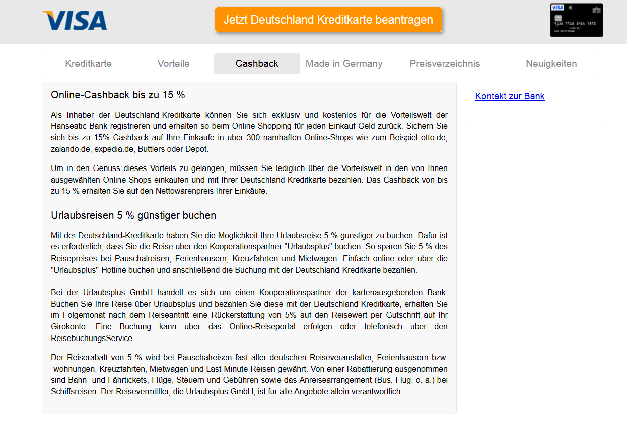 Boni und Cashbacks bei der Deutschland-Kreditkarte