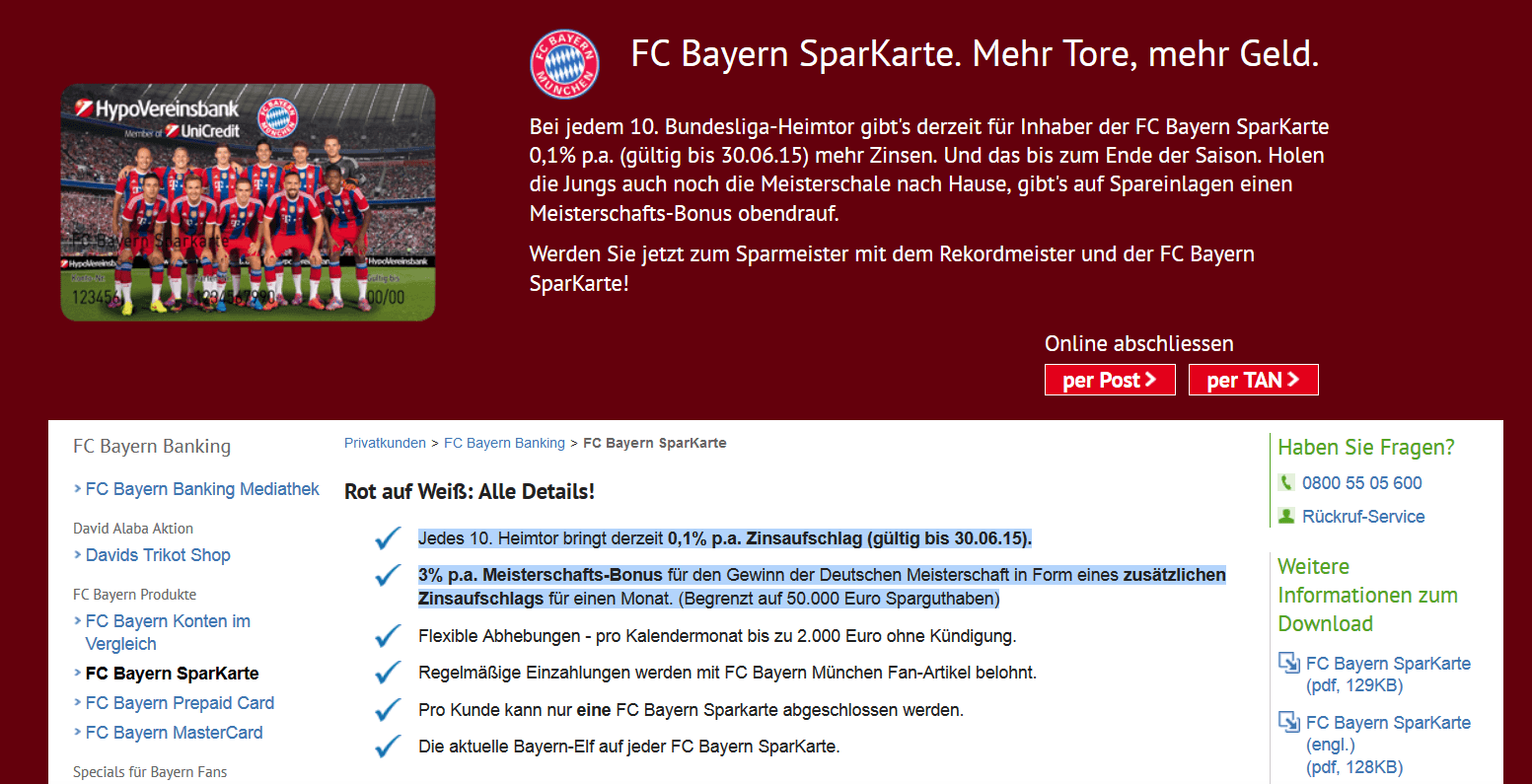 Die Vorteile der FC Bayern SparKarte