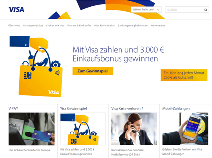 Kreditkarte - Die Homepage von VISA