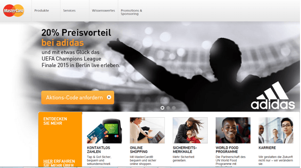 Die Homepage von MasterCard