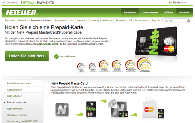 Die Homepage von Neteller