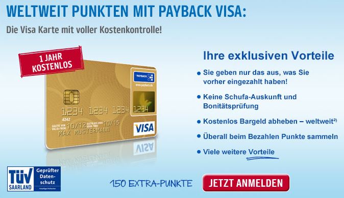 Angebot Payback Visa mit Hochprägung