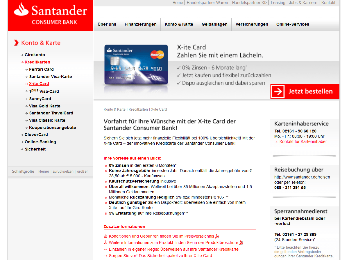 Die X-ite Card der Santander Consumer Bank im Überblick