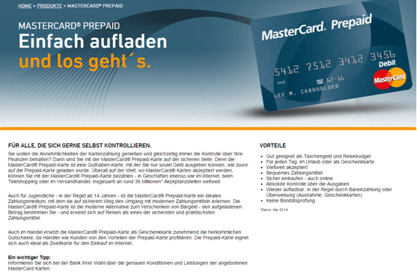 Die Prepaid-Karte von MasterCard