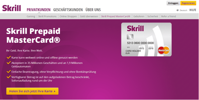 Das Prepaid-Angebot von Skrill