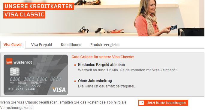 Angebot: Wüstenrot Visa Classic Prepaid