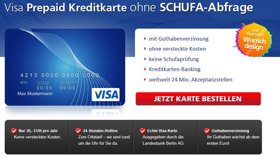 Gutes Angebot bei der LBB Berlin für eine Kreditkarte ohne Schufa 