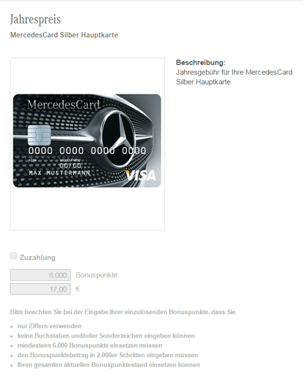 Der Jahresgebührenrechner der Mercedes Benz Bank