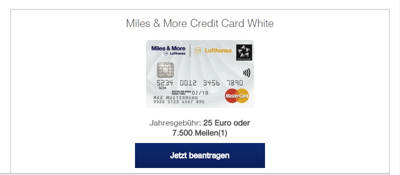 Miles & More Credit Card White mit vergleichsweise hoher Jahresgebühr