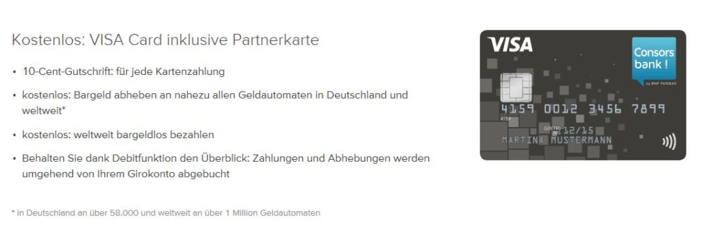 Angebot Schwarze VisaCard bei der Consorsbank