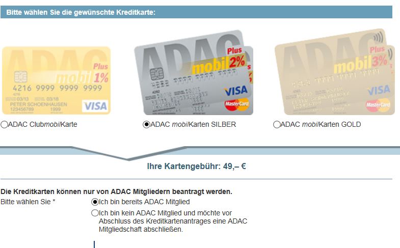 Unkomplizierter Antrage: Die Silberne Kreditkarte vom ADAC