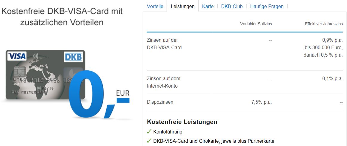 Die VISA-Karte im Angebot der DKB