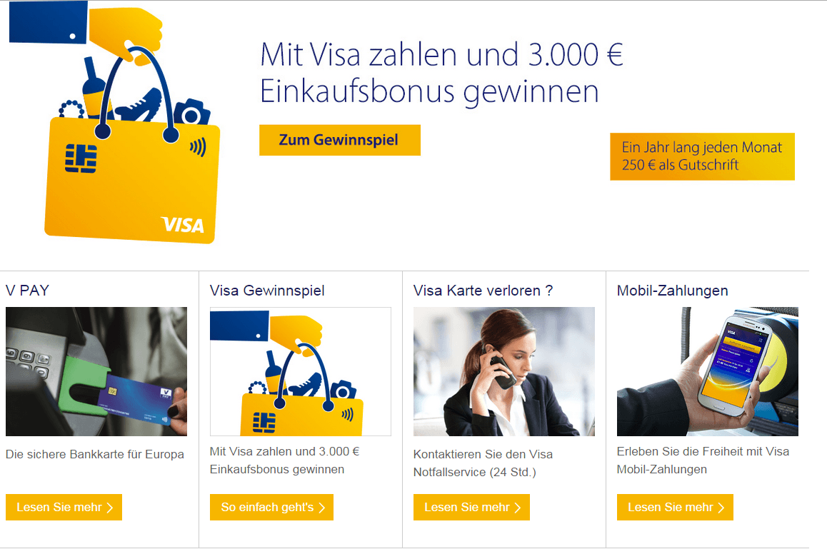 So sieht die Webseite bei VISA Deutschland aus