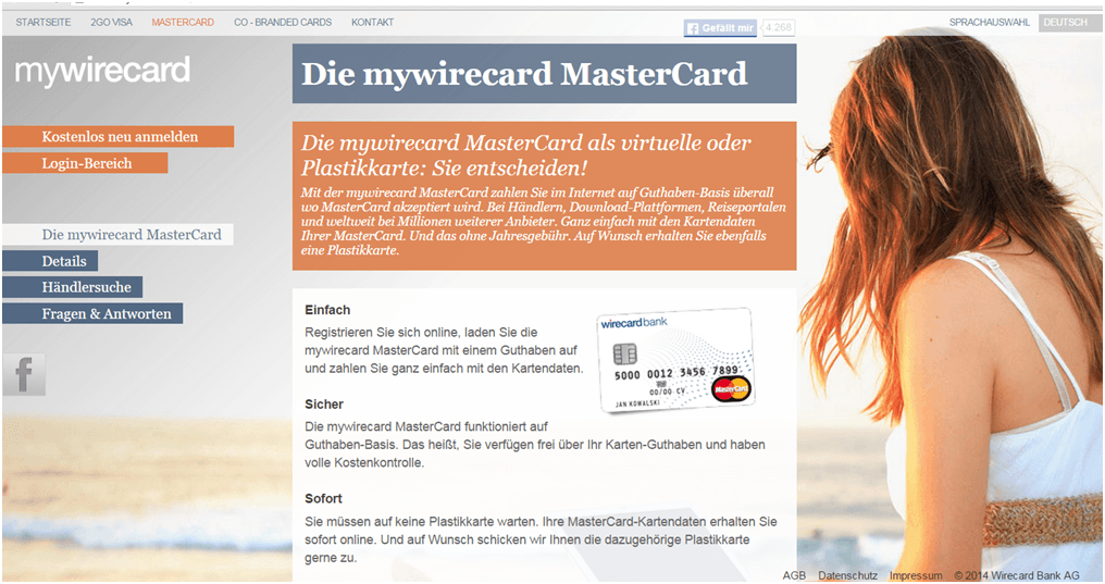 Die Homepage von mywirecard