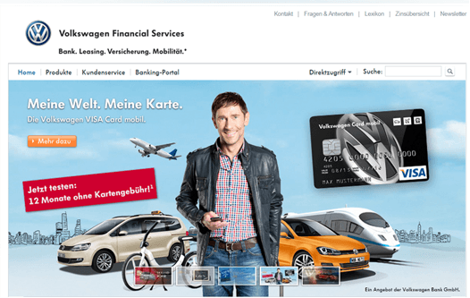  Die Homepage der Volkswagen Bank GmbH.