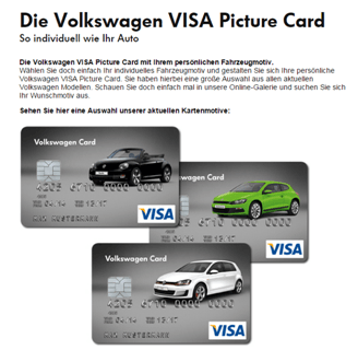 Volkswagen Visa Card VW Bank Kreditkarte