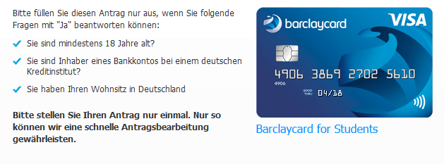 Nicht jeder kann die Barclaycard for Students beantragen