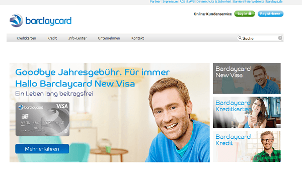 Die Webseite von Barclaycard
