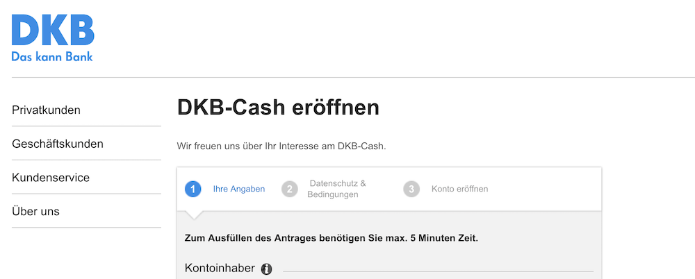 DKB Cash Kontoeröffnung