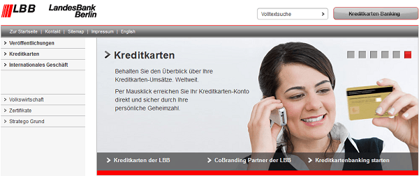 Webseite der Landesbank Berlin