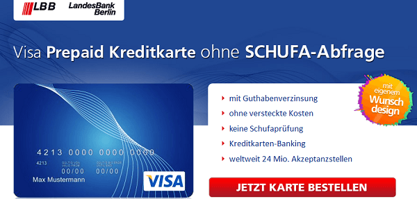 Bonität ist Nebensache: Visa Prepaid Kreditkarte