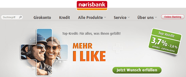 Die Homepage der norisbank