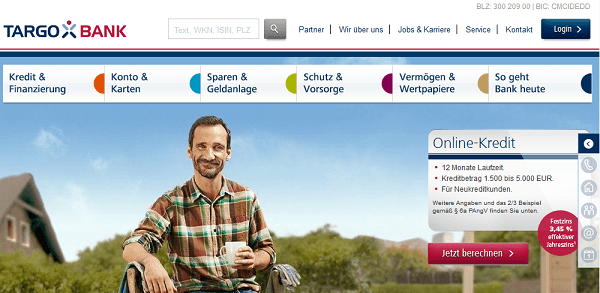 Der Webauftritt der TARGOBANK