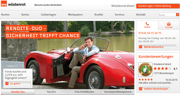 Die Website der Wüstenrot direct