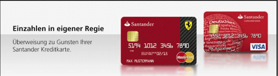 Auch bei Santander kann eingezahlt werden