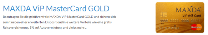 Die Maxda VIP Gold Card