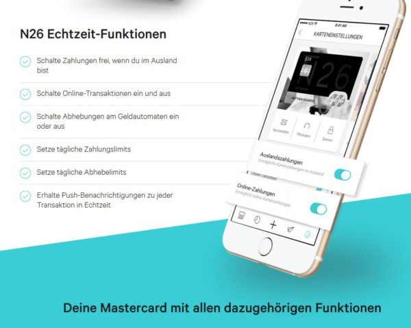 Zahlreiche Funktionen stehen Kunden der N26 Bank auch auf dem Smartphone bereit