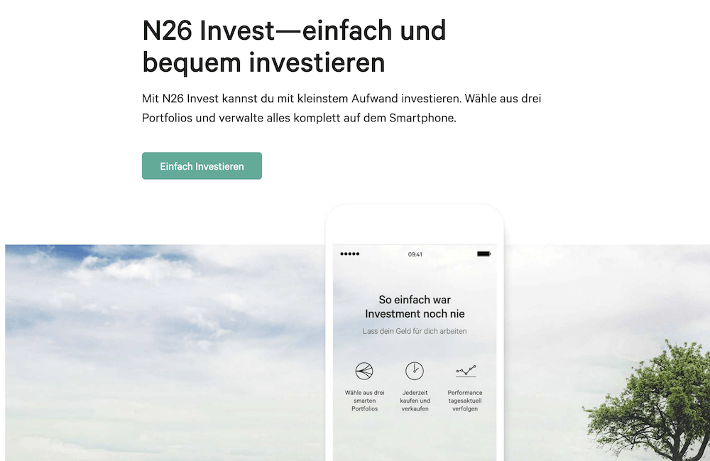 Auch Investmentmöglichkeiten werden von N26 angeboten