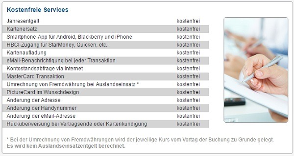 Kostenloses Services im MeineGirokarte Test