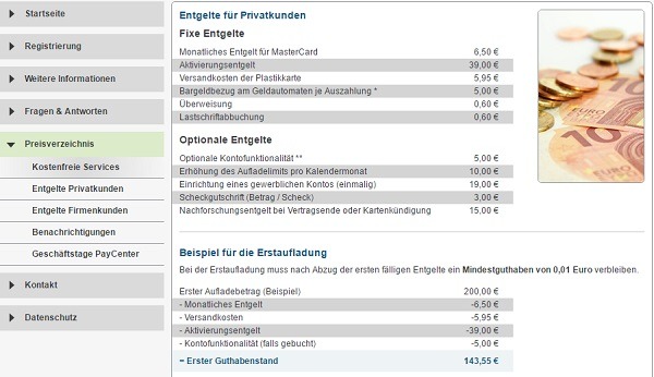 MeineGirokarte Erfahrungen zeigen: PayCenter erhebt auch Gebühren