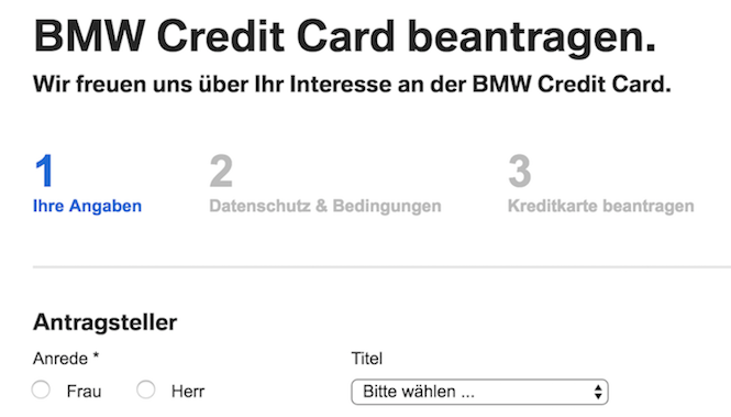 BMW Kreditkarte beantragen