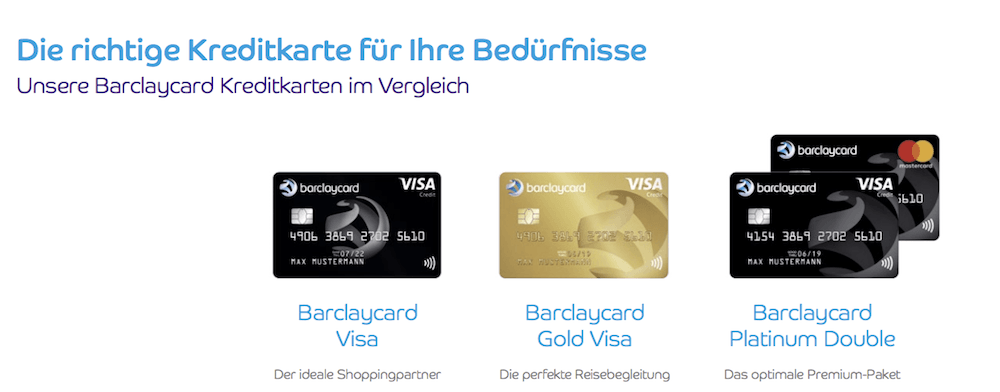 Barclaycard Kreditkarten Vergleich