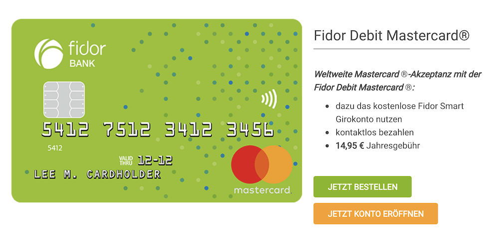 fidor Bank Prepaid Kreditkarte